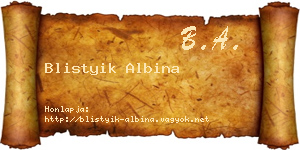 Blistyik Albina névjegykártya